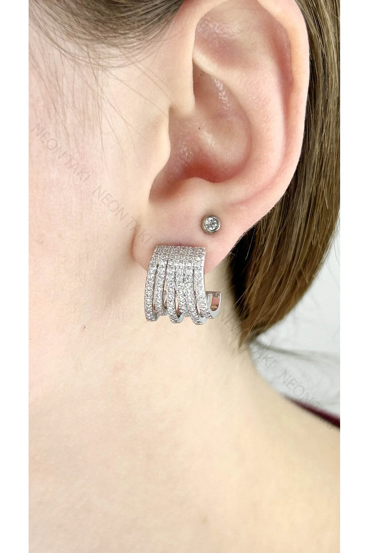 Zirkon Taşlı, Çoklu Görünümlü Küpe 650