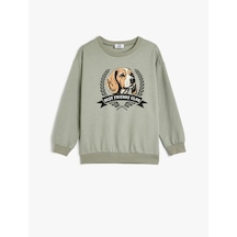 Koton Oversize Sweatshirt Köpek Baskılı Bisiklet Yaka Uzun Kollu Pamuklu Gri 5wkb10482tk Gri