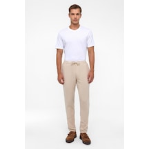 Süvari Bej Slim Düz Jogger Pantolon