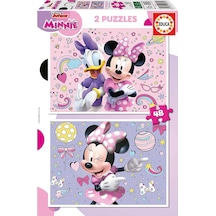 Educa 4-6 Yaş 2x48 Parça Disney Minnie Mouse Puzzle - Kız Çocuk Karton Eğitici Puzzle 1 Adet
