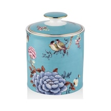 Lamedore Floral Blue Large Canıster Wıth Lıd 12,5x16,5 Cm