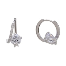 Tektaş Model 925 Ayar Gümüş Zirkon Taşlı Kadın Halka Küpe Gümüş