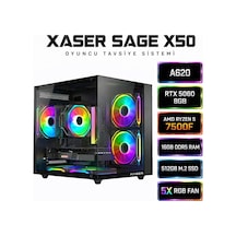Xaser Sage X50 R5-7500F Ddr5 16 GB 512 GB M.2 NVMe SSD 8 GB RTX5060 Free Dos Masaüstü Oyuncu Bilgisayarı
