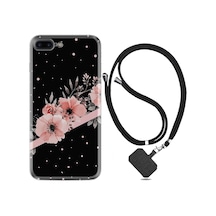 Apple Uyumlu iPhone 7 Plus 8 Plus Kılıf Boyun Askılı Flowers Dots 1423