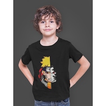 Bumeta Naruto Kakashi Anime Face Japanese Korea Çocuk Tişört T-shirt Siyah