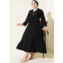 Lovie Moda Kadın Keten Bağcıklı İkili Takım Siyah