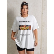 Flood Of Style Kadın Beyaz Sagıttorıus Bisiklet Yaka Tshirt