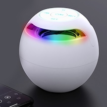 Kablosuz Bluetooth Hoparlörlü Mini Çalar Saat - Taşınabilir Ve Pratik Beyaz Model