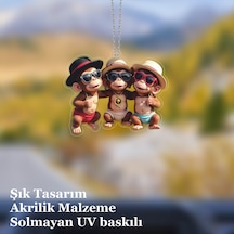 Araba Ayna Süsü, Araba Süsü, Çanta Aksesuarı - Üç Kafadar - Pleksi Malzeme, Uv Baskılı - 006 8x6 Cm