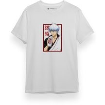 Gintama Anime Gintoki Fruit Juice Beyaz Kısa Kol Erkek Tshirt 001