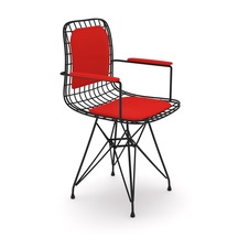 Knsz kafes tel sandalyesi 1 li mazlum syhkrm kolçaklı sırt minderli ofis cafe bahçe mutfak