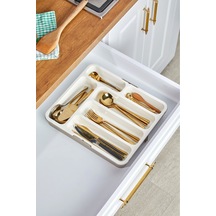 Cooker Çift Taraflı Genişletilir Kayar Kızaklı Pratik Çekmece İçi Lüx Kaşıklık Organizer - Ckr3362 Gri