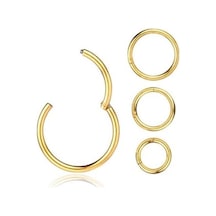 3'lü Cerrahi Çelik Tam Halka Piercing Küpe Helix, Lobe, Conch, Orbital, Industrial 8-10-12 Mm Gold