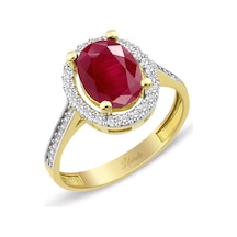 Oval Kırmızı Taşlı Altın Yüzük (489565023)