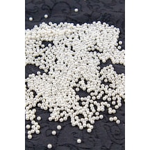 Krem Bej Tonunda 3 Mm Plastik İnci Boncuk Takı Aksesuar Malzemesi 25 Gr
