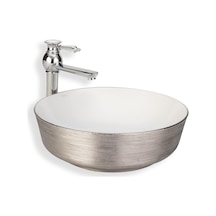 Lena Tezgah Üstü Lavabo Sılver&Beyaz E-5004G