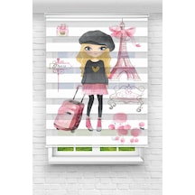 Perdeoutlet38 Baskılı Renkli Paris Kız Dijital Baskılı Zebra Perde-cocuk Odası-stor Perde Model:pz-2595 Çok Renkli