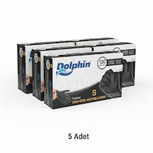 Dolphin S Beden, 5 Kutu, Siyah, Nitril Eldiven, Pudrasız, Latekssiz, Kutuda 100 Adet