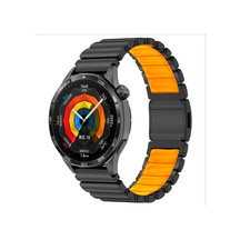 Huawei Watch Gt 5 Pro 46mm Zore Krd-151 22mm Metal Silikon Kordon Huawei Watch Gt 5 Pro 46mm, Akıllı Saat Ve Aksesuarları Zore - Siyah-turuncu