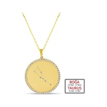 Kuyumcudukkanı Zirkontaşlı"boğa Burcu"kolye-33019-taurus-g Sarı