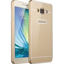 Samsung Galaxy A3 0,7 Mm Metal Bumper Arka Koruma Kapaklı Gold