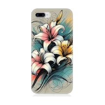 Apple iPhone 8 Plus Uyumlu Yumuşak Hatlı Zambaklar Desenli Silikon Kılıf Çok Renkli