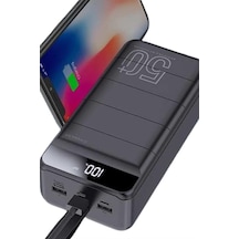 Taşınabilir Powerbank 50.000 Mah 4 Girişli Hızlı Şarj Led Göstergeli Fenerli Şarj - Lisinya Siyah