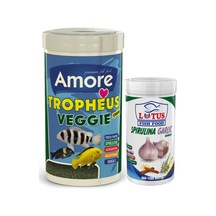 Tropheus 1000ml ve Spirulina Garlic 250ml Bitkisel Alg Balık Yemi