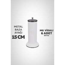 Baza Ayağı 15 Cm M8 Vidalı 6 Lı Set Metal Beyaz Yatak Mobilya Ayağı İnce Vida Beyaz M8 15 Cm