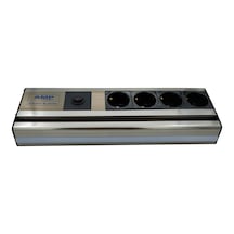 Mutfak Tezgah/Dolap Altı 32 Cm Alttan Led Aydınlatmalı 4'Lü Priz