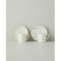 English Home Neva New Bone China 4 Parça 2 Kişilik Kahve Fincan Takımı 80 Ml Renkli Çok Renkli