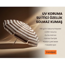 360 Dönebilen Plaj Şemsiyesi Uv Korumalı Su İtici Solmaz Kumaş 190 Gr Dokuma Polyester -kahvre Kahverengi