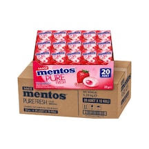 Mentos Pure Fresh Çilek Aromalı Şekersiz Tatlandırıcılı Draje Sakız 22 Gr X 20 Adet X 12 Adet-406