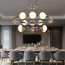 Dilay 18'li İki Katlı Siyah Gold 160 Watt Yuvarlak Modern, Kafe Restoran, Salon Led Sarkıt Avize Siyah