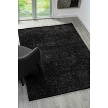 Antik Antrasit Halı Yıkanabilir Kaymaz Taban Şönil Kilim Dokuma Pamuk Taban Kilim 10105a Antrasit