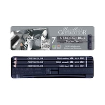 Cretacolor Nero Drawing Set Yağlı Kömür Çizim Seti 7 Parça Metal Kutu 40008