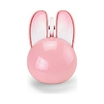 Tavşan Figürlü Kablosuz Mouse Pil Dahil  Etiket li Pembe