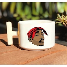 Tupac Karakter Baskılı Beyaz T Kulp Kupa Bardak