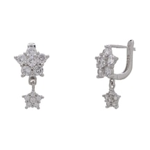 Çiçek Model-4 925 Ayar Gümüş Zirkon Taşlı Kadın Küpe Gümüş