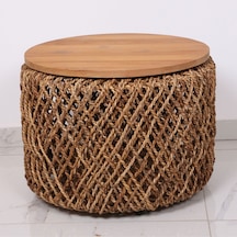Abaka Sehpa Teak Üst Tablalı 60 X45 Cm Kahverengi