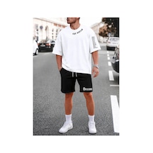 Homme Erkek Yazılı Baskılı T-shirt Ve Şort Takım Siyah
