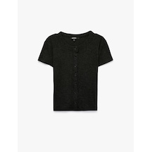 Koton Slim Fit Düğmeli Bisiklet Yaka Kısa Kollu Hırka Antrasit 7wak30024ek
