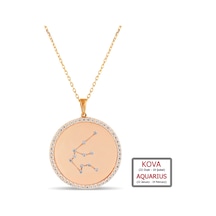 Kuyumcudukkanı Zirkontaşlı"kova Burcu"kolye-33019-aqua-r Rose Gold