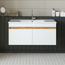 Roomart '' Lavabolu '' Atlantik-beyaz Mdf 100 Cm Banyo Alt Dolabı Atlantik Çam - Beyaz