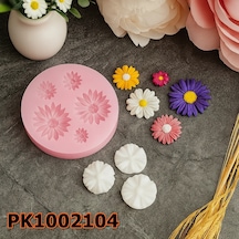 Pk1002104 - Silikon Kalıp Mum Kalıbı Çoklu Çiçekler Renksiz