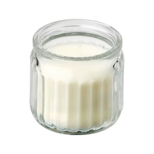 Ikea Jämlık Cam Kaplı Kokulu Mum 5 X 5 Cm Hindistan Cevizi - Süt - Vanilya Şeffaf - Bej Bej - Şeffaf