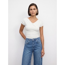 Dilvin 33157 Bra-free Büzgülü Top Ekru