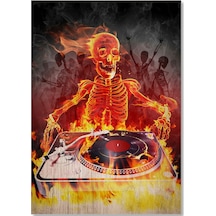 Cakasepetim Dj İskelet Desenli Görsel Ahşap Mdf Tablo