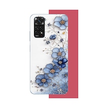 Redmi Note 11-11s Uyumlu Mavi Çiçek Baskılı Silikon Kılıf Renkli