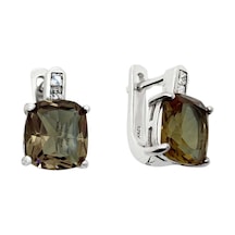 Oya Silver Kare Zultanit Taşlı Gümüş Kadın Küpe 1.5x1.9 Cm